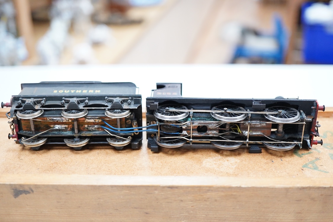 An EM gauge scratch built model railway locomotive by John Worsley, a Southern Railway Adams Class 415 0-6-0, 3155, a detailed model with opening smoke box door showing the details of the blast pipe and boiler tube ends,